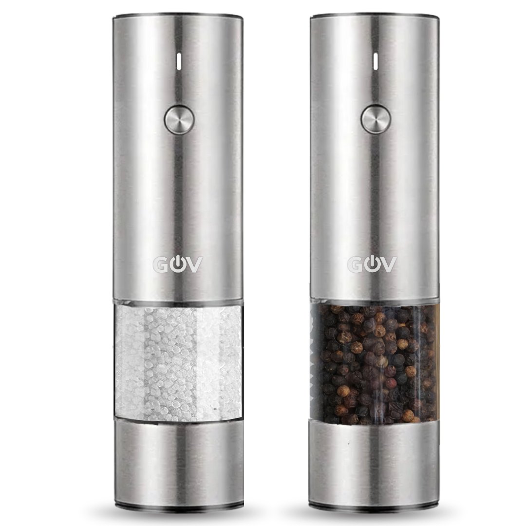 GOV Electric Salt and Pepper Mill Set Rechargeable - Regular Stainless Steel XL
